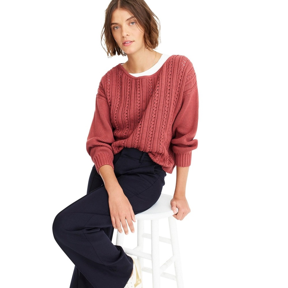 Point Sur boxy pointelle sweater - J. Crew